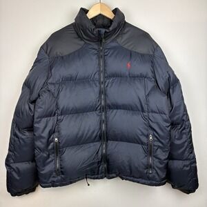Vintage Polo Ralph‎ Lauren Down Puffer Jacket Mens XL Navy Blue 90s Puffy